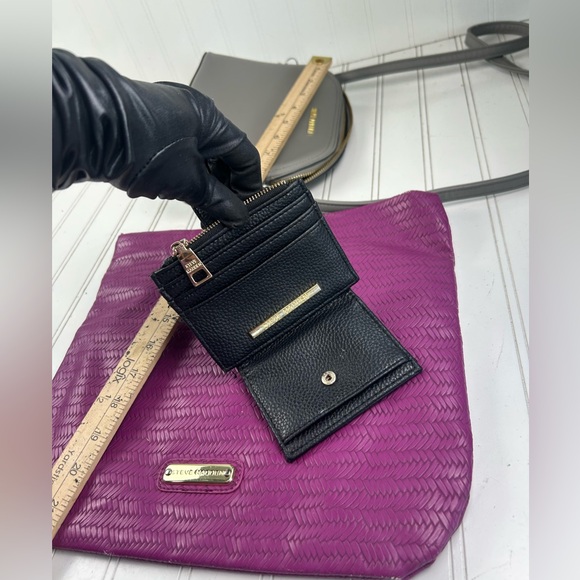 Steve Madden 3PC Handbag Set Crossbody Purse Pink Clutch Black Wallet Bundle - Picture 13 of 13